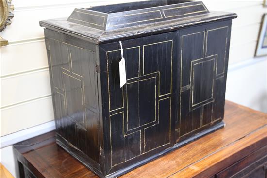 A 19th century Flemish ebonised table cabinet, 21in.